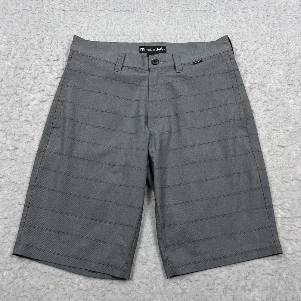 Travis Mathew Golf Shorts Men's 30 Gray Stripe 11" Hybrid Performance Stretch